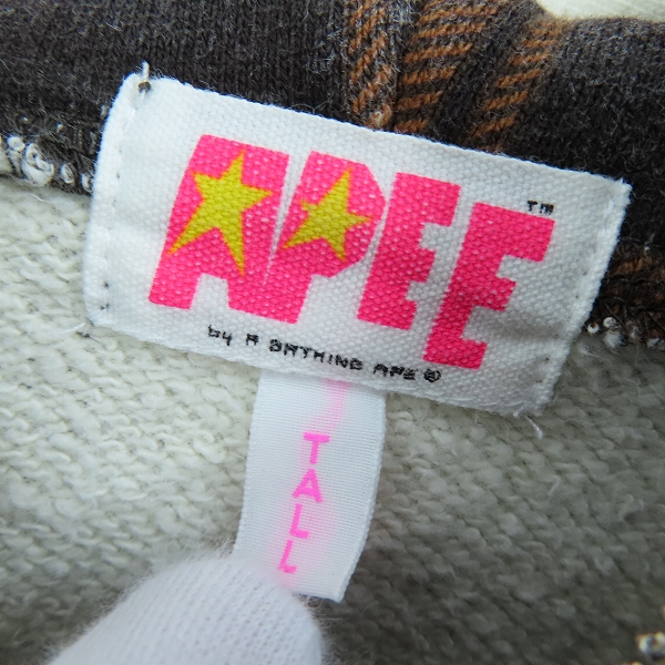 実際に弊社で買取させて頂いたAPEE BY A BATHING APE/エイピーバイアベイシングエイプ チェック柄 ジップアップパーカー /TALLの画像 2枚目