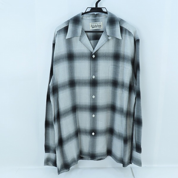実際に弊社で買取させて頂いたWACKO MARIA/ワコマリア GUILTY PARTIES オンブレチェック 長袖 オープンカラーシャツ グレー/XL