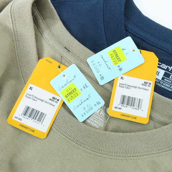 実際に弊社で買取させて頂いた【未使用】 Carhartt/カーハート カットソー 半袖シャツ 2点セット XLの画像 5枚目