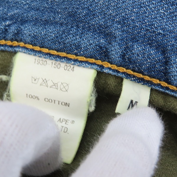 実際に弊社で買取させて頂いたA BATHING APE/アベイシングエイプ デニムパンツ サル顔ペイント/Mの画像 4枚目