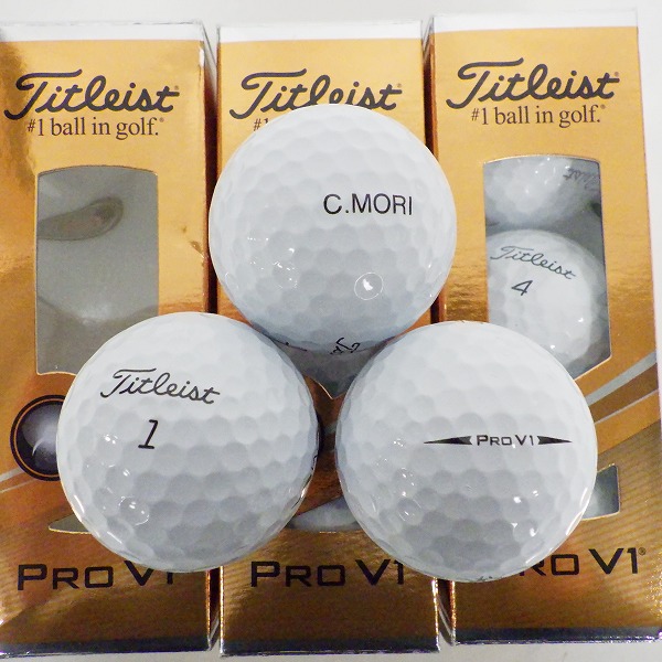 実際に弊社で買取させて頂いた【未使用/オウンネーム】Titleist/タイトリスト PRO V1 ゴルフボール ホワイト 3スリーブの画像 1枚目