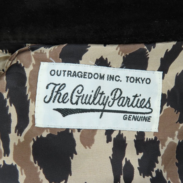実際に弊社で買取させて頂いたWACKO MARIA/ワコマリア GUILTY PARTIES FUCK 牛革 スエードレザー 裏レオパード ジャケット ブラック/XLの画像 2枚目