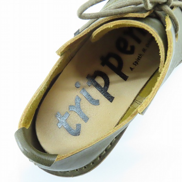 実際に弊社で買取させて頂いたTrippen/トリッペン レザーレースアップシューズ/カーキ系の画像 4枚目