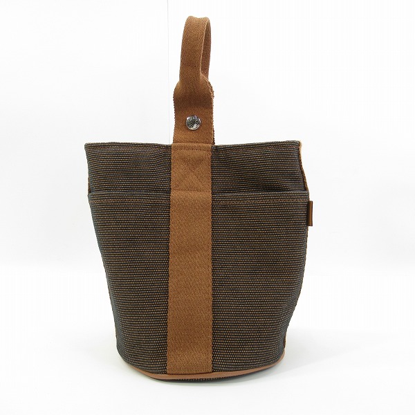 実際に弊社で買取させて頂いたHERMES/エルメス サクソーPM バケツ型 ハンドバッグ トワルアッシュブラウンの画像 1枚目