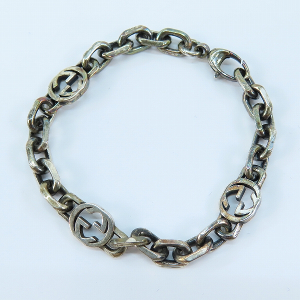 実際に弊社で買取させて頂いたGUCCI/グッチ インターロッキングG シルバー チェーンブレスレット