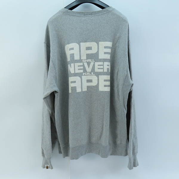実際に弊社で買取させて頂いたA BATHING APE/アベイシングエイプ APE SHALL NEVER KILL APE スウェット グレー/Lの画像 1枚目