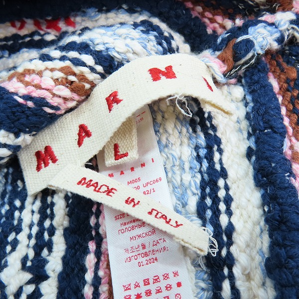 実際に弊社で買取させて頂いたMARNI/マルニ ミックスニット ハット/帽子 マルチカラー/Lの画像 8枚目