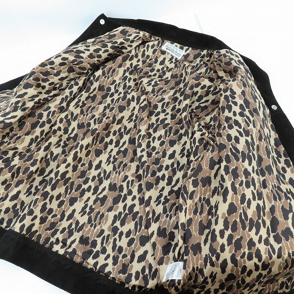 実際に弊社で買取させて頂いたWACKO MARIA/ワコマリア GUILTY PARTIES FUCK 牛革 スエードレザー 裏レオパード ジャケット ブラック/XLの画像 4枚目