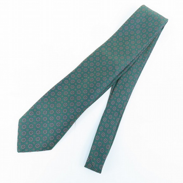 実際に弊社で買取させて頂いたLUIGI BORRELLI/ルイジ ボレッリ 総柄 グリーン シルク ネクタイ