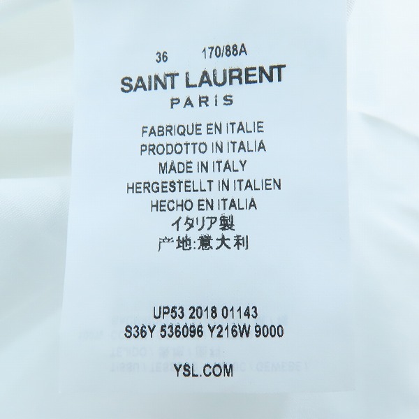 実際に弊社で買取させて頂いた(1)【未使用】SAINT LAURENT/サンローラン 19SS プレーン 長袖シャツ 536096 Y216W/36の画像 4枚目
