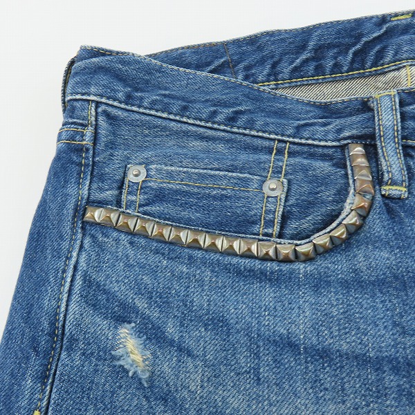 実際に弊社で買取させて頂いたHYSTERIC GLAMOUR/ヒステリックグラマー スタッズ VLU加工 デニムパンツ/ジーンズ 0241AP08/W30L32の画像 6枚目