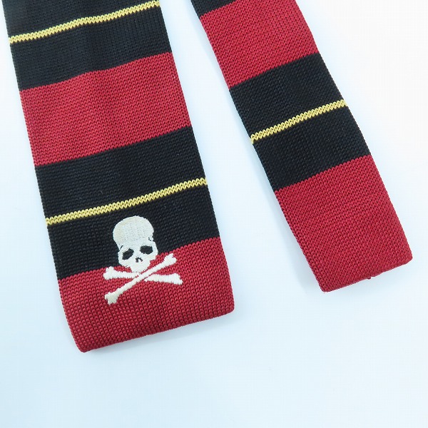 実際に弊社で買取させて頂いたmastermind/マスターマインド スカル刺繍 ボーダー柄ネクタイ の画像 2枚目