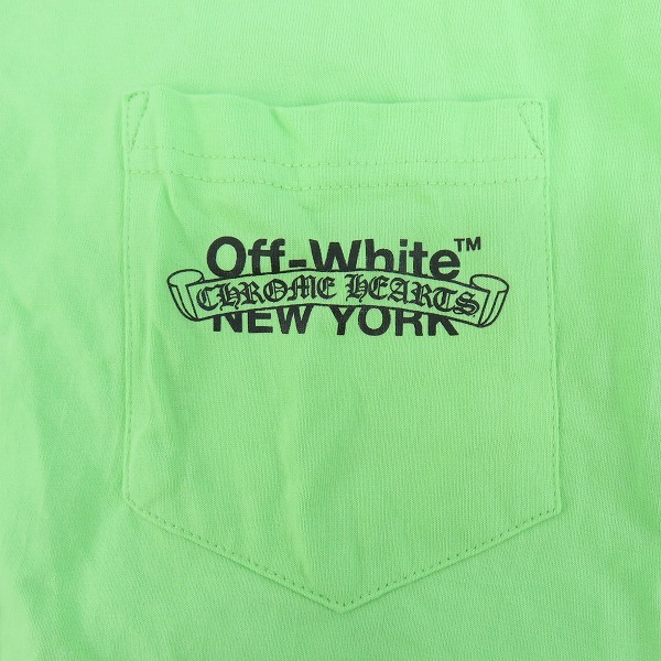 実際に弊社で買取させて頂いたCHROME HEARTS/クロムハーツ×OFF-WHITE/オフホワイト スクロールラベルプリント ロゴプリントTシャツ/Lの画像 6枚目