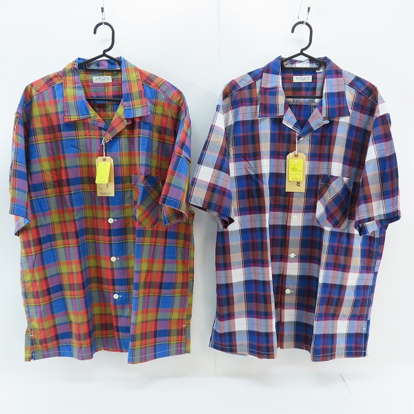 実際に弊社で買取させて頂いた【未使用】 SUGAR CANE Light/シュガーケーンライト オープンカラー チェック 半袖 ボタン シャツ SC38178/XL