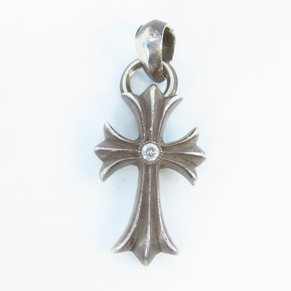 実際に弊社で買取させて頂いたCHROME HEARTS/クロムハーツ スモールCHクロスペンダント アフターダイヤモンド0.28 w/ベイルの画像 1枚目
