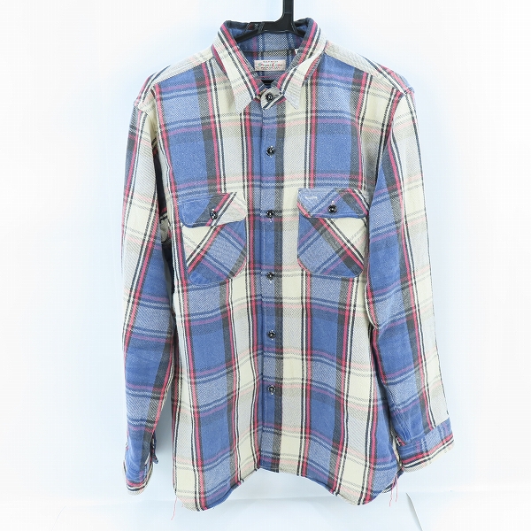 実際に弊社で買取させて頂いたSUGAR CANE/シュガーケーン チェック柄 ネルシャツ SC27118 ブルー系 XL