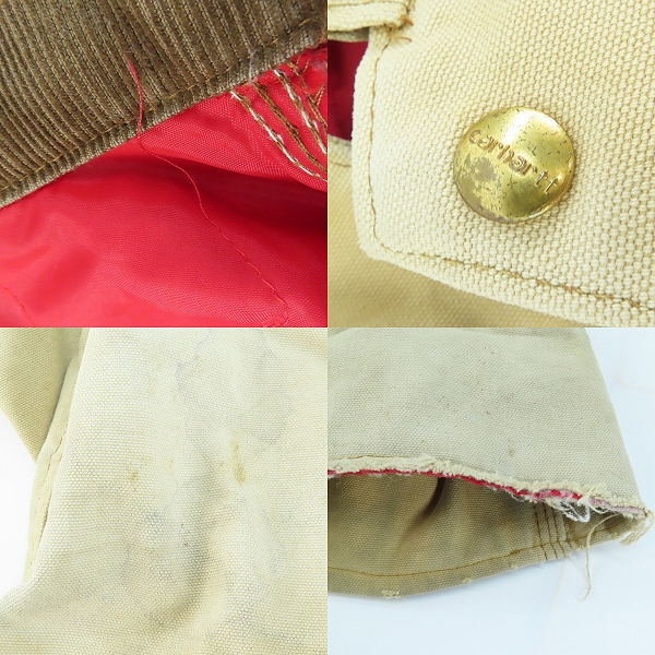 実際に弊社で買取させて頂いたCarhartt/カーハート ダック地 コーデュロイ襟 つなぎ/オールインワン ベージュの画像 8枚目