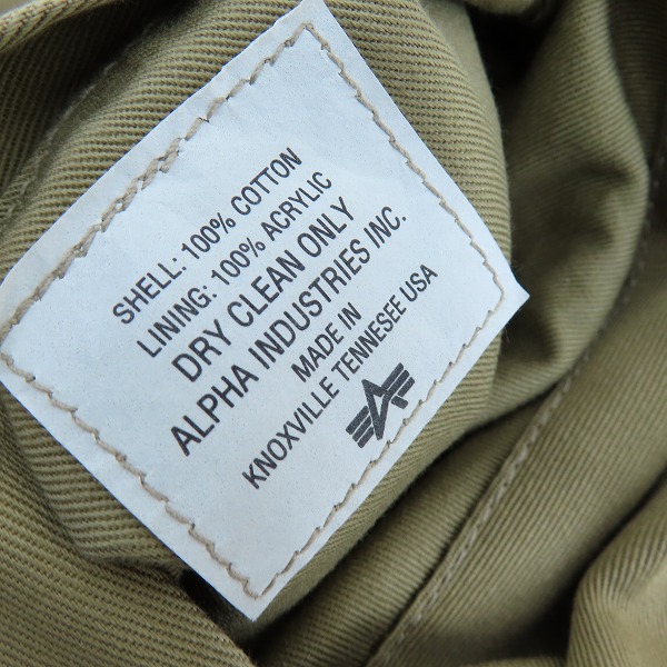 実際に弊社で買取させて頂いたALPHA INDUSTRIES/アルファインダストリーズ タンカースジャケット/38Rの画像 3枚目