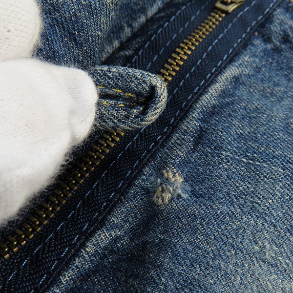 実際に弊社で買取させて頂いた【難有り】EVISU/エヴィス ジップポケット/カモメプリント デニムパンツ/34の画像 7枚目