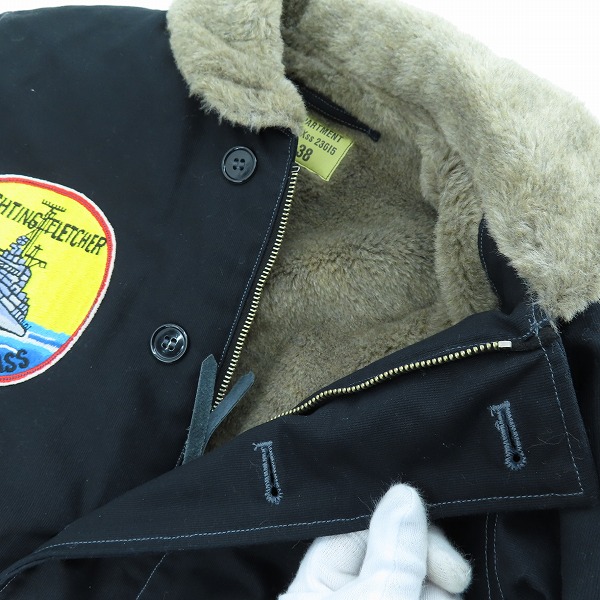 実際に弊社で買取させて頂いたBUZZ RICKSON'S/バズリクソンズ フライトジャケット N-1 NAVY “NAVY DEPARTMENT” DD-445 USS FLETCHER No.BR14438/38の画像 2枚目