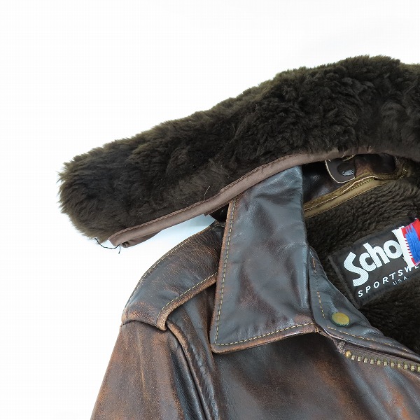 実際に弊社で買取させて頂いたSchott/ショット USA製 ボアライナー付 レザージャケット/40の画像 4枚目