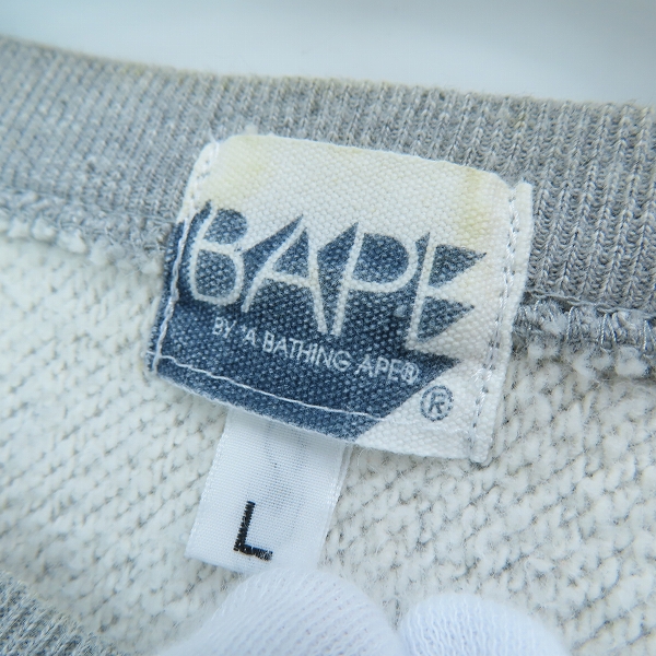 実際に弊社で買取させて頂いたA BATHING APE/アベイシングエイプ APE SHALL NEVER KILL APE スウェット グレー/Lの画像 2枚目