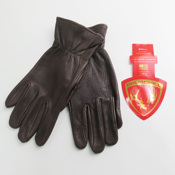 実際に弊社で買取させて頂いたCHURCHILL/チャーチル ディアスキン/鹿革 米国製 グローブ ウォールナット/Sの画像 6枚目