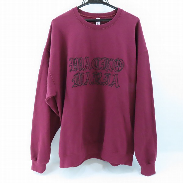 実際に弊社で買取させて頂いたWACKO MARIA/ワコマリア JERZEES 22AW オールドイングリッシュロゴ 刺繍 スウェット ボルドー/XL
