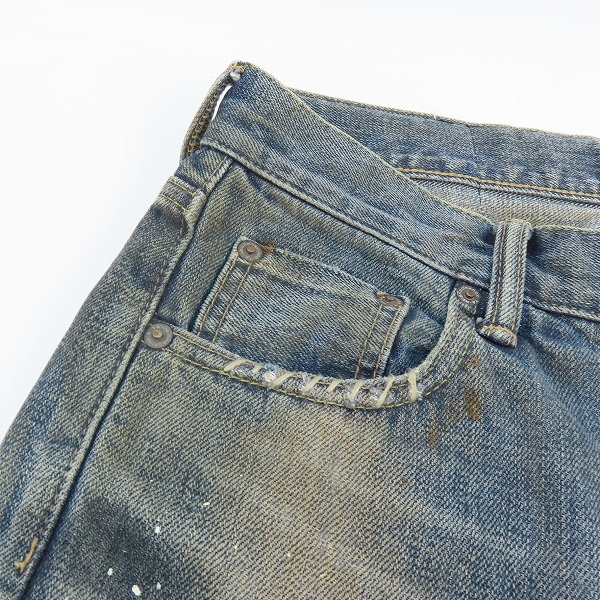 実際に弊社で買取させて頂いたNEIGHBORHOOD ネイバーフッド RUST.SAVAGE.NARROW/14OZ-PT デニムパンツ ジーンズ リペア加工 132DCNH-PTM21 Sの画像 6枚目