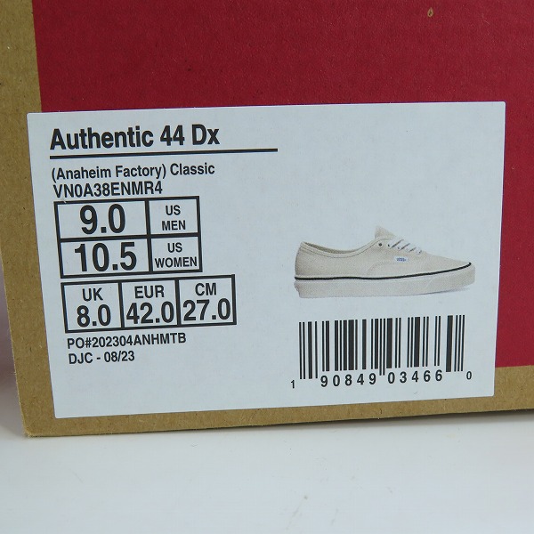 実際に弊社で買取させて頂いた【未使用】VANS/ ヴァンズ AUTHENTIC 44 DX/オーセンティック44DX スニーカー VN0A38ENMR4/27の画像 8枚目