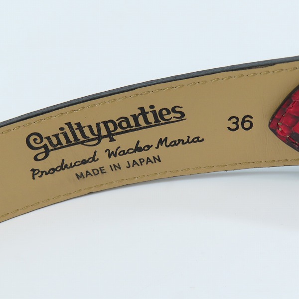 実際に弊社で買取させて頂いたWACKO MARIA/ワコマリア GUILTY PARTIES PYTHON LEATHER BELT/パイソンレザーベルト レッド 36の画像 1枚目