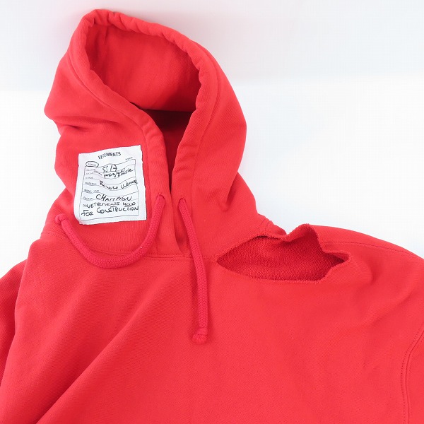 実際に弊社で買取させて頂いたVETEMENTS×Champion/ヴェトモン×チャンピオン 17SS REVERSE WEAVE/リバースウィーブパーカー/Mの画像 7枚目