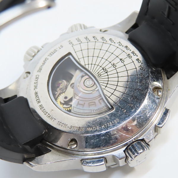 実際に弊社で買取させて頂いたHAMILTON/ハミルトン カーキ X ウィンド デイデイト 自動巻き/黒文字盤 腕時計 H776160の画像 3枚目