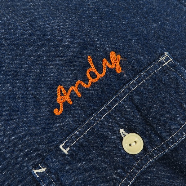 実際に弊社で買取させて頂いたSugarCane/シュガーケーン 刺繡入り デニム 半袖ワークシャツ/Mの画像 5枚目