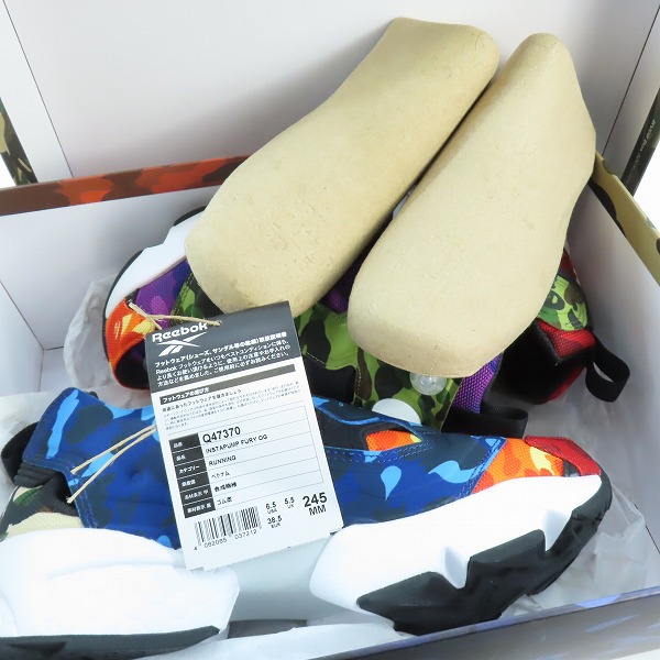 実際に弊社で買取させて頂いた【未使用】A BATHING APE×Reebok /アベイシングエイプ×リーボック Instapump Fury OG Multi Color Q47370/24.5の画像 8枚目