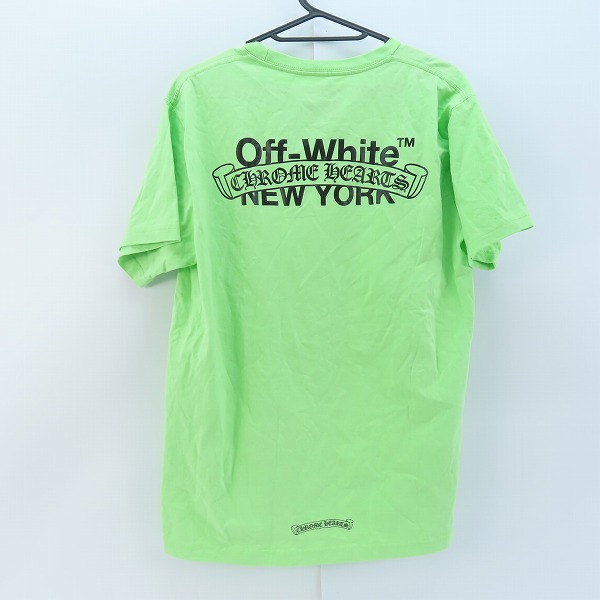 実際に弊社で買取させて頂いたCHROME HEARTS/クロムハーツ×OFF-WHITE/オフホワイト スクロールラベルプリント ロゴプリントTシャツ/Lの画像 1枚目