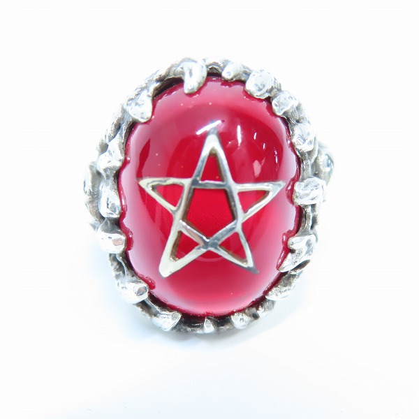 実際に弊社で買取させて頂いた【ギャラ付】ALEX STEETER/アレックスストリーター ヘルファイアエンジェルハートリングw東京レッド 土台スカル 19.5号の画像 1枚目