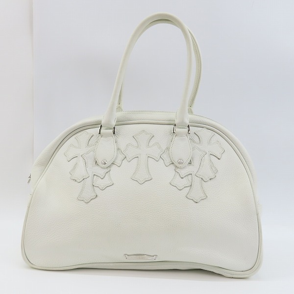 実際に弊社で買取させて頂いたCHROME HEARTS/クロムハーツ GYM3 MED CRS CHARM セメタリークロスパッチ ミディアム ホワイト チャーム付き/M の画像 1枚目
