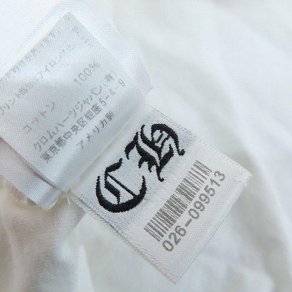 実際に弊社で買取させて頂いた【JPタグ】CHROME HEARTS/クロムハーツ Tバー 胸ポケットTシャツ ホワイト Lの画像 3枚目