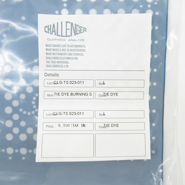 実際に弊社で買取させて頂いた【未使用】CHALLENGER/チャレンジャー TIE DYE BURNING SNAKE 半袖Tシャツ タイダイ CLG-TS 023-011/Lの画像 7枚目