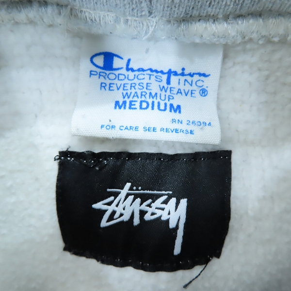 実際に弊社で買取させて頂いたChampion×STUSSY/チャンピオン×ステューシー リバースウィーブ パイル ボックスロゴ プルオーバーパーカー/フーディ Mの画像 2枚目