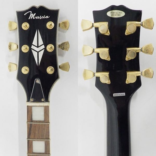 実際に弊社で買取させて頂いた★【弦無し】Mavis/メイビス レスポールカスタムType エレキギター セットネック ソフトケース付の画像 2枚目