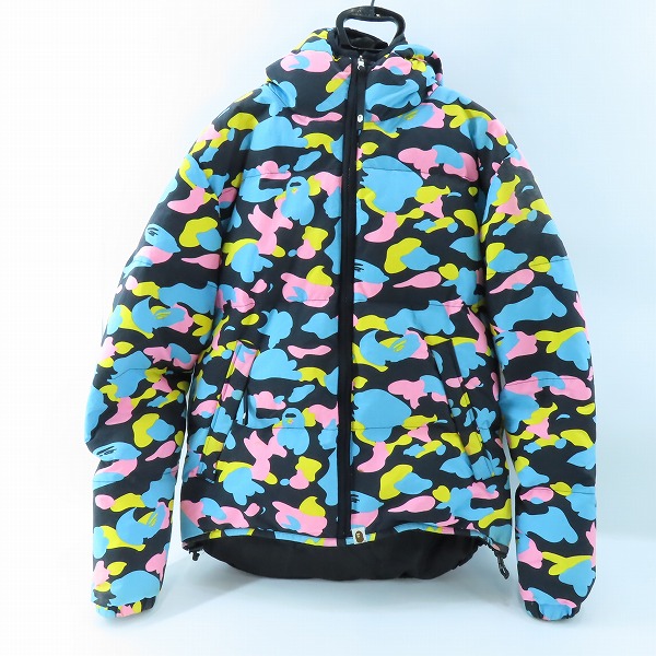 実際に弊社で買取させて頂いたA BATHING APE/アベイシングエイプ サルカモ/カモフラ/迷彩 リバーシブル ダウンジャケット ブラック/L