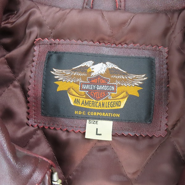 実際に弊社で買取させて頂いたHARLEY-DAVIDSON/ハーレーダビッドソン 背面ロゴ レザー シングルライダースジャケット Lの画像 2枚目