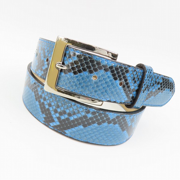 実際に弊社で買取させて頂いたWACKO MARIA/ワコマリア GUILTY PARTIES PYTHON LEATHER BELT/パイソンレザーベルト ブルー 36