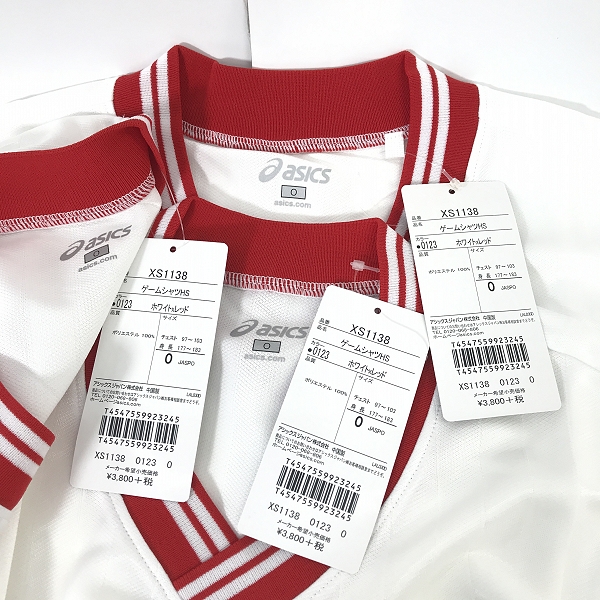 実際に弊社で買取させて頂いた【おまとめ/未使用】ASICS/アシックス ゲームシャツHS ホワイト×レッド XS1138 サイズOの画像 2枚目