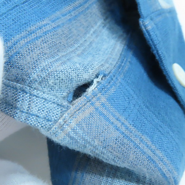 実際に弊社で買取させて頂いたWACKO MARIA/ワコマリア チェック柄 オープンカラー 長袖シャツ ブルー系/XLの画像 6枚目