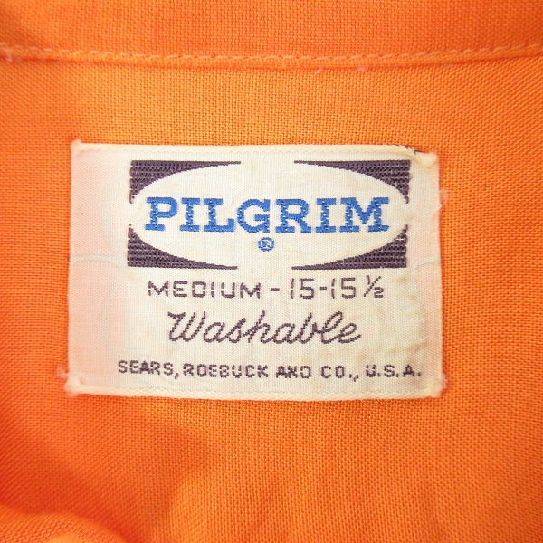 実際に弊社で買取させて頂いたPILGRIM/ピルグリム ヴィンテージ 60s 四角丸タグ 半袖シャツ /Mの画像 2枚目