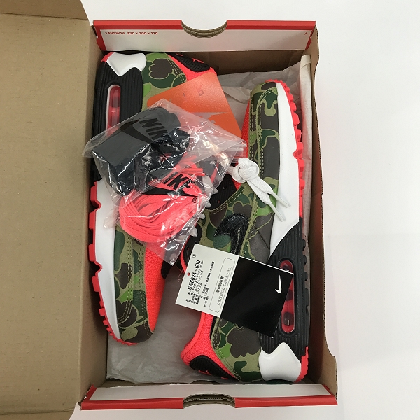 実際に弊社で買取させて頂いた【未使用】NIKE×atmos/ナイキ×アトモス AIR MAX 90 SP REVERSE DUCK CAMO/リバース ダック カモ CW6024-600/26.5の画像 7枚目