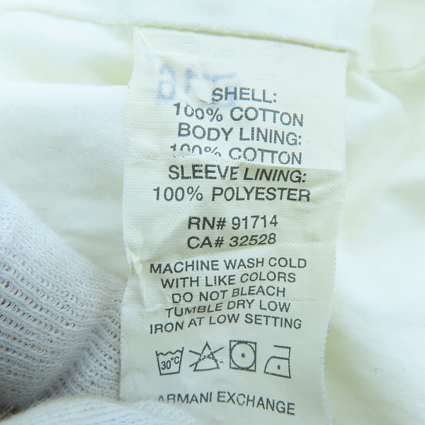 実際に弊社で買取させて頂いたARMANI EXCHANGE/アルマーニエクスチェンジ コットンダブルライダース/M の画像 3枚目